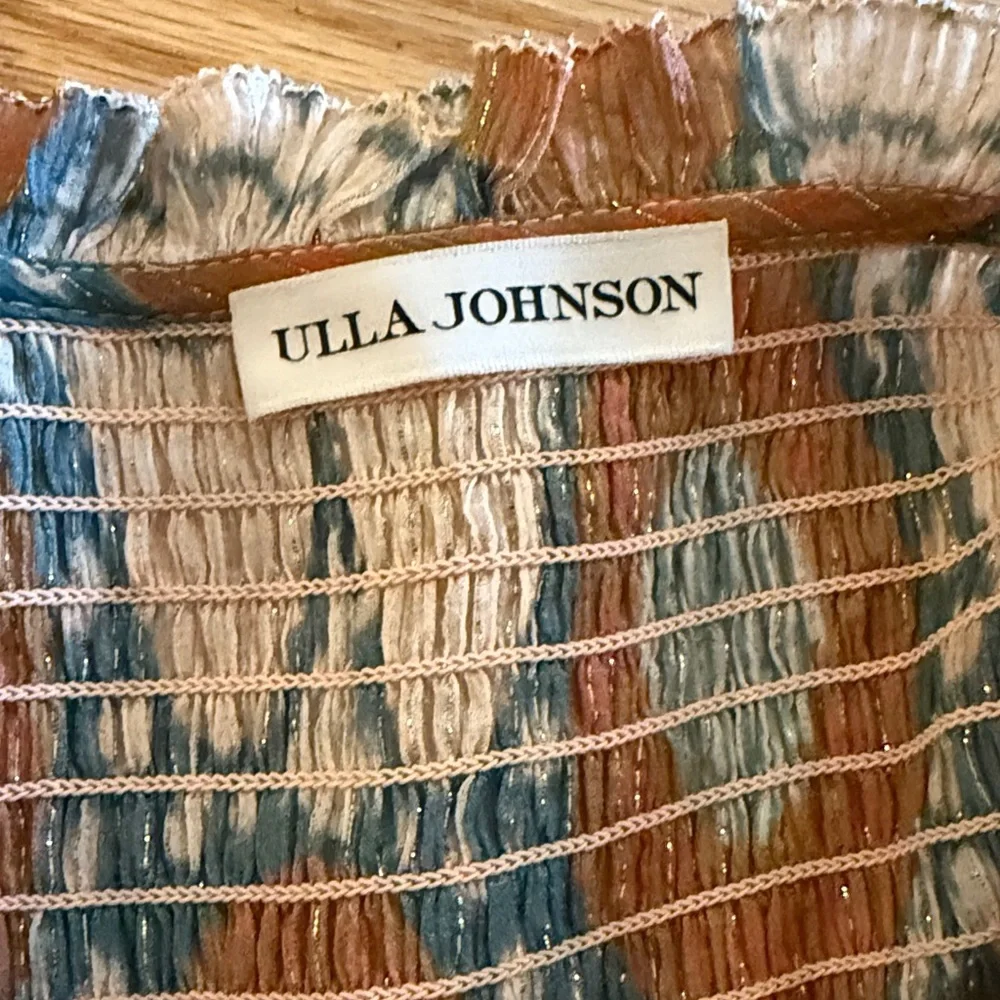 Ulla Johnson sz 12 Anita Blouse Nimbus Orange and Cream Patterned Blouse - Picture 7 of 8